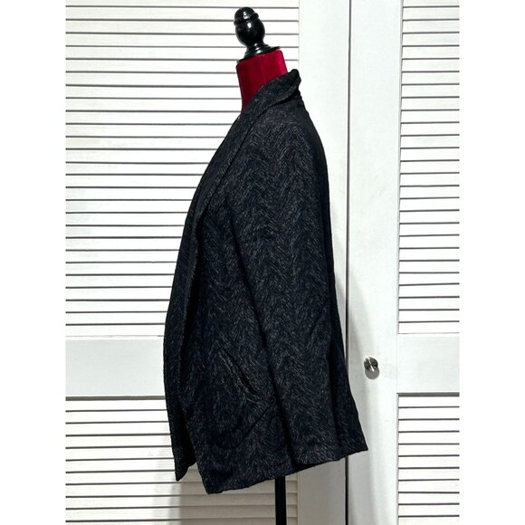 Eileen Fisher Womens Black White Herringbone Wool Blend Sweater Blazer Sz S 3053 - Picture 3 of 10